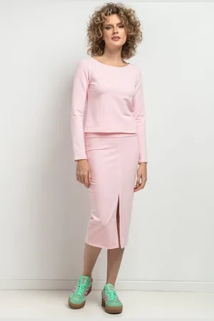 Tessita Dámská světle růžová sukně s rozparkem - máma a dcera MMM40 - light pink Rozmiar: L
