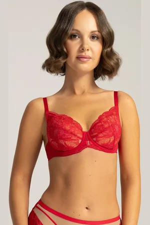 Ava Lingerie Červená krajková push-up podprsenka s kosticemi Ava 2156
