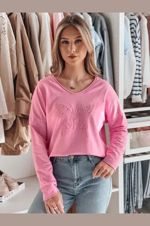 Basics from Amsterdam Dámská růžová oversize halenka s motýlem FLOFLY RY2784