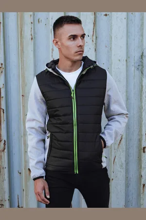 Basics from Amsterdam Černo-šedá pánská přechodová bunda s kapucí TX4862