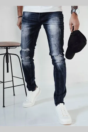 Basics from Amsterdam Tmavě modré pánské džíny s bílými oděrkami UX3993