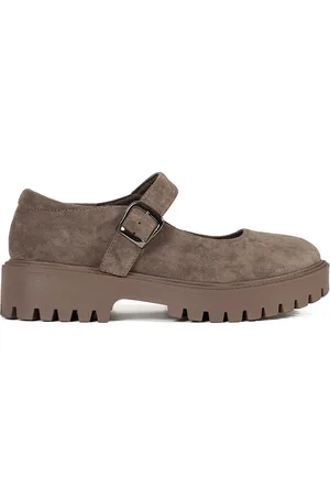 GOODIN Hnědé semišové polobotky na platformě, podpatek 4 cm GD-FL6053TA