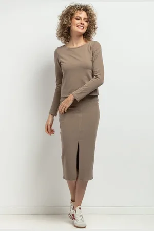 Tessita Hnědá dámská lehká mikina - máma a dcera MMM41 - cappuccino Rozmiar: 3XL