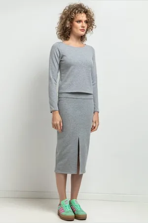 Tessita Dámská světle šedá sukně s rozparkem - máma a dcera MMM40 - light grey Rozmiar: L