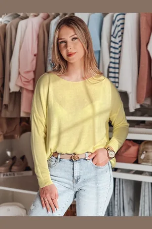 Basics from Amsterdam Žlutý dámský asymetrický oversize svetr SENZIA MY2449