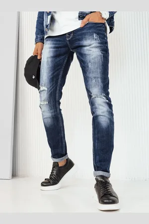Basics from Amsterdam Tmavě modré vyšisované džíny UX4225