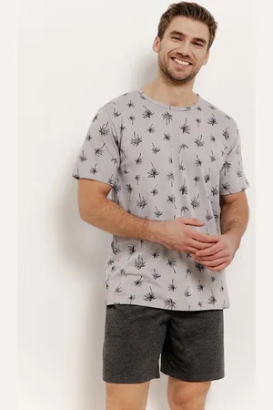 Taro Šedé pánské krátké pyžamo s palmami Archie 3391 kr/r S-2XL W25 męska