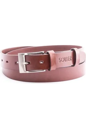 Solier Tmavě hnědý opasek z kůže SB10 DARK BROWN