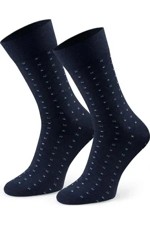 Basics from Amsterdam Tmavě modré vzorované pánské oblekové ponožky Art.056 IC251, NAVY BLUE