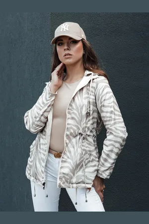 Basics from Amsterdam Béžovo-bílá zebrovaná oboustranná parka CORMIS TY4420