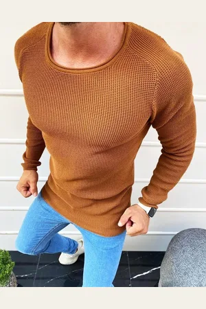 Basics from Amsterdam Karamelový klasický pánský svetr WX1618