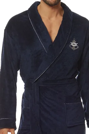 L -  L Pánský dlouhý župan s lemováním Marine 2114 M-2XL męski