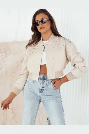Basics from Amsterdam Světle béžová crop bunda s kamínky PRIDA TY4265