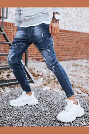 Basics from Amsterdam Modrošedé džíny s kapsami nad koleny UX3281
