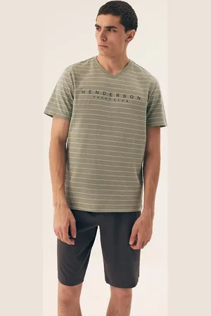 HENDERSON BARACCO Pánské krátké pyžamo s pruhovaným tričkem Premium Deli 42635 kr/r M-3XL