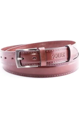Solier Tmavě hnědý kožený pásek SB09 DARK BROWN 100CM