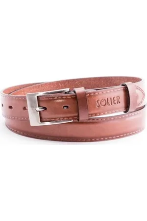 Solier Světle hnědý kožený pásek SB09 LIGHT BROWN 90CM