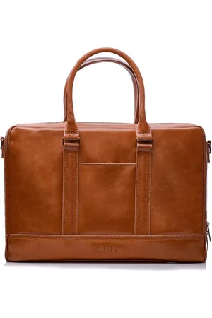 Solier Hnědá pánská kožená taška SL02 VINTAGE BROWN