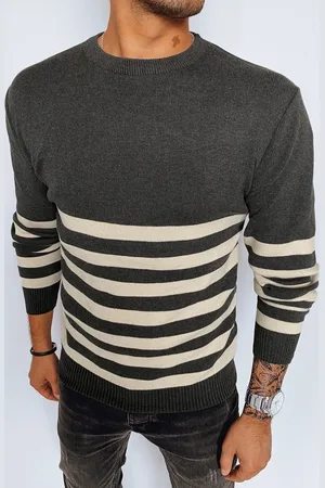 Basics from Amsterdam Tmavě šedý pánský svetr s pruhy WX2133