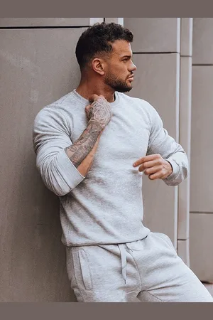 Basics from Amsterdam Světle šedá pánská mikina bez kapuce BX3354z