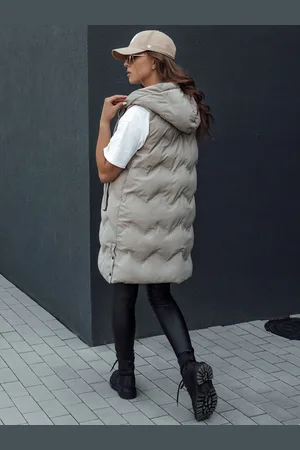 Basics from Amsterdam Béžová dámská prošívaná vesta s kapucí TAMIRA TY4528