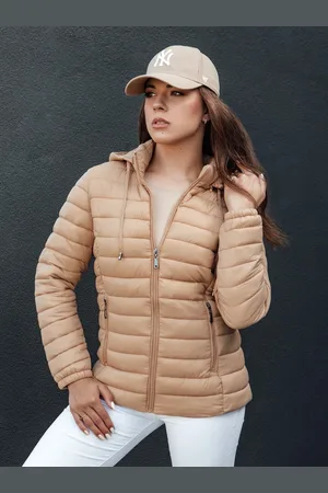 Basics from Amsterdam Dámská béžová prošívaná bunda s kapucí FEMMODA TY4367