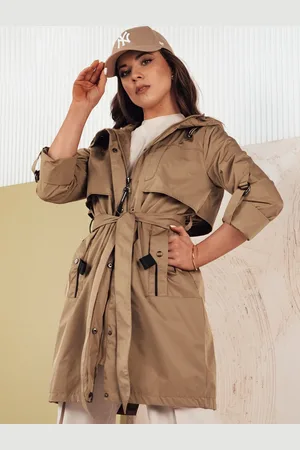 Basics from Amsterdam Tmavě béžová stylová parka s páskem NOLES TY4280