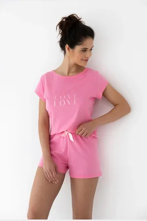 Sensis Růžové dámské krátké pyžamo s potiskem na tričku Pola kr/r S-XL