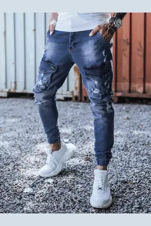 Basics from Amsterdam Modro-šedé děrované džíny UX3285