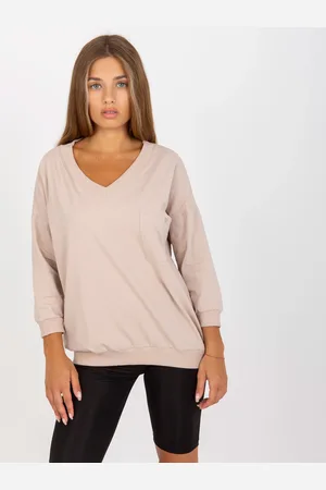 BASIC FEEL GOOD Béžová halenka s výstřihem do V -RV-BZ-8052.24-beige