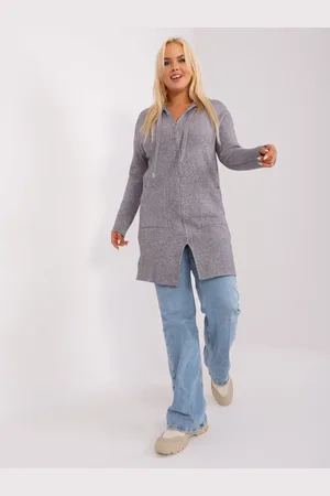 Basics from Amsterdam Šedý delší svetr na zip s kapsami PM-SW-PM-3733.17-grey
