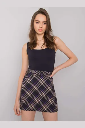Italy Moda Tmavě fialová károvaná mini sukně DHJ-SD-3213.11P-dark purple