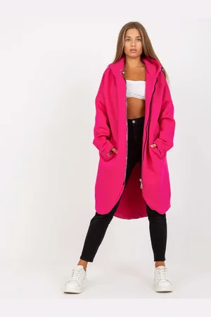 RUE PARIS Fuchsiová dlouhá mikina s kapucí -RV-BL-4858-1.99P-fuchsia