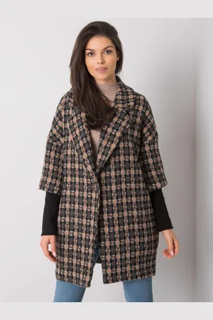 RUE PARIS Šedý dámský vzorovaný kabát CHA-PL-0466.05X-gray
