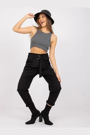 Italy Moda Černé kalhoty Cabrera s opaskem -DHJ-SP-3629.16P-black