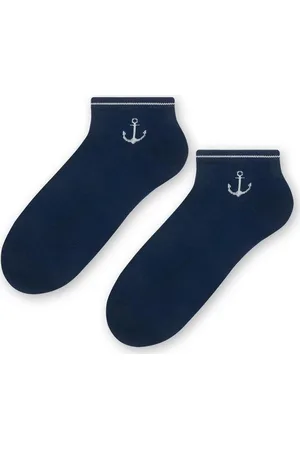 Steven Tmavě modré unisex kotníkové ponožky s kotvičkami Art. 117 YG002, NAVY BLUE