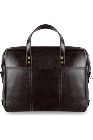 Solier Tmavě pánská kožená business taška SL05 BROWN GENUINE)
