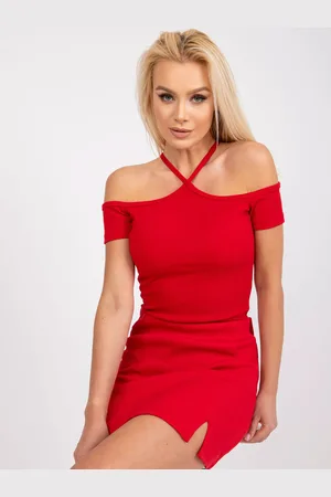 RUE PARIS Červená žebrovaná halenka RV-BZ-7679.72-red