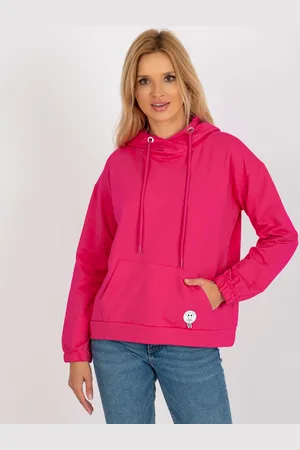 RELEVANCE Tmavě růžová mikina s kapucí a klokaní kapsou RV-BL-8655.00P-dark pink