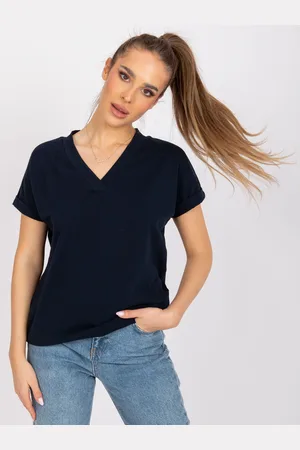 BASIC FEEL GOOD Modré dámské bavlněné tričko Severine RV-TS-7666.19-navy