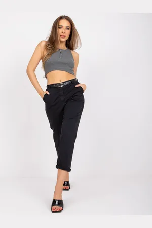 Italy Moda Černé bavlněné kalhoty Moorea s vysokým pasem -DHJ-SP-3507.39P-black