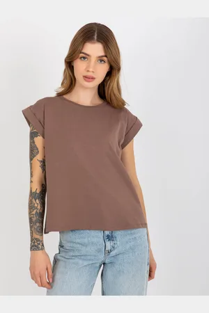 BASIC FEEL GOOD Hnědé dámské basic tričko RV-TS-4833.36X-brown