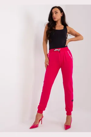 RELEVANCE Tmavě růžové tepláky s kapsami RV-DR-8545.02P-dark pink