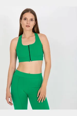 RUE PARIS Zelený crop top na zip -RV-TP-8011.42-green