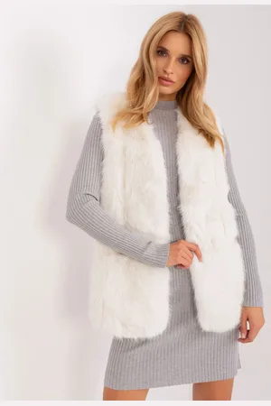 Italy Moda Chlupatá kožíšková vesta -AT-KZ-2368.00P-ecru