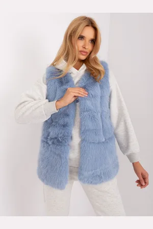 Italy Moda Chlupatá kožešinová vesta AT-KZ-2368.00P-blue