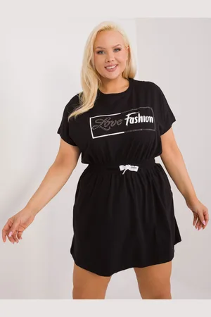 RELEVANCE Černé mini šaty s nápisem a gumou v pase -RV-SK-6589.25-black