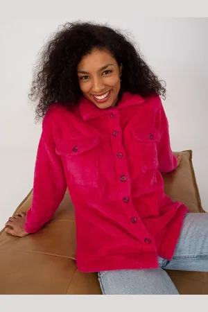 RUE PARIS Tmavě růžová košilová teddy bunda -RV-KS-8437.98P-dark pink