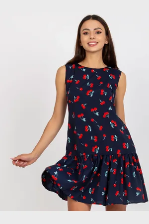 Basics from Amsterdam Tmavě modré šaty se vzorem třešní -LK-SK-506962-1.63P-navy-cherry