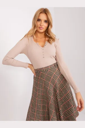 BASIC FEEL GOOD Béžové tričko s výstřihem RV-BZ-9209.36P-beige
